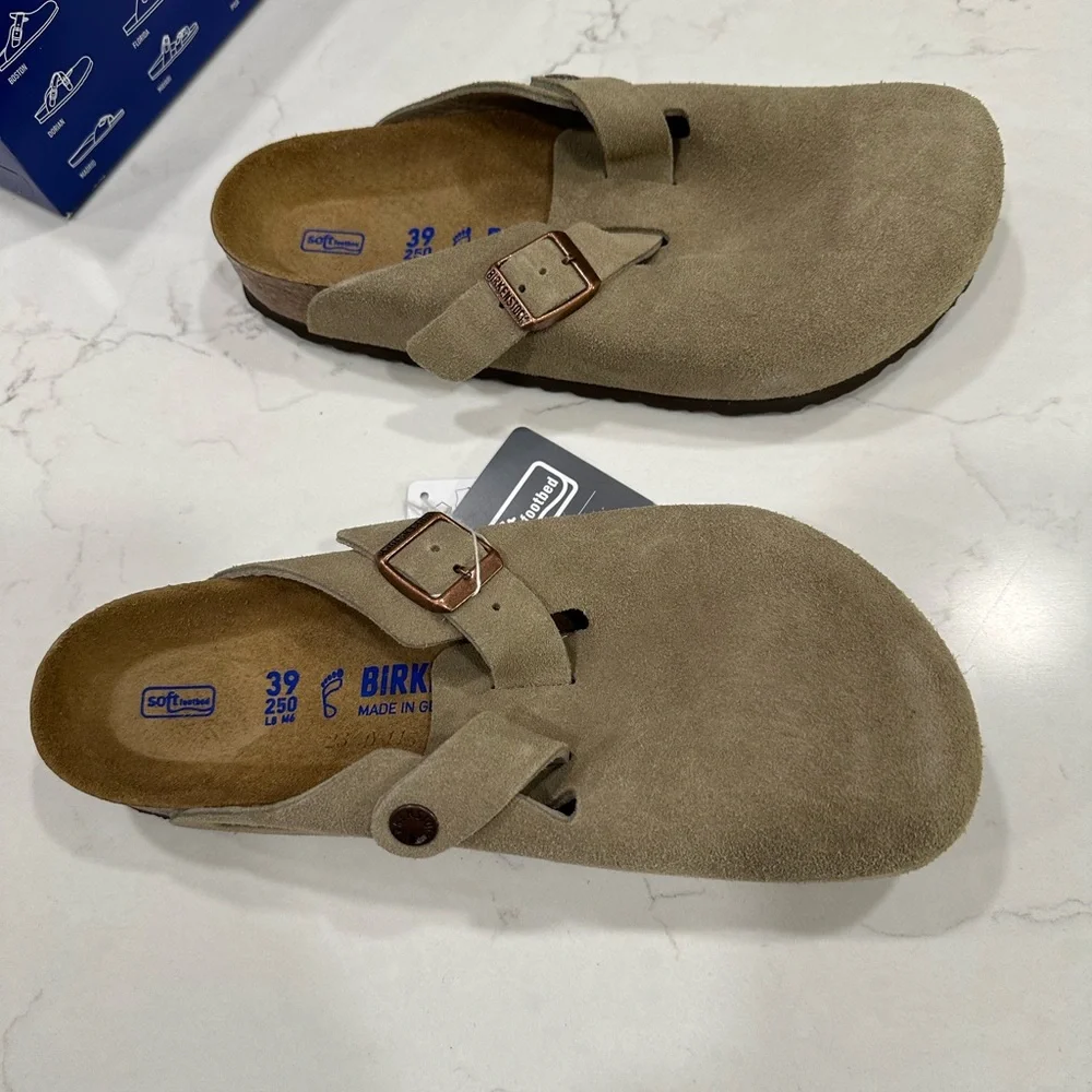 Birkenstock Adult Suede Boston Clogs - Taupe - Picture 3 of 6